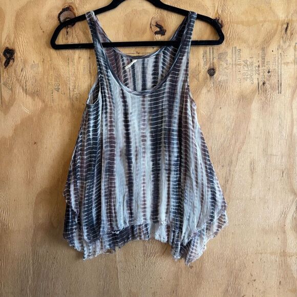 Love Sam Tops - Love Sam 100% Silk Tie Dye Ruffle Layered Tank Top Sz XS